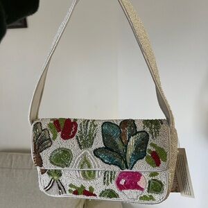 Viral beaded shoulder bag: radish and roots